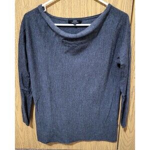 SABA Women's Dark Grey 3/4 Sleeve Pullover Knit Cowl Neck Fine Merino Wool Sz M